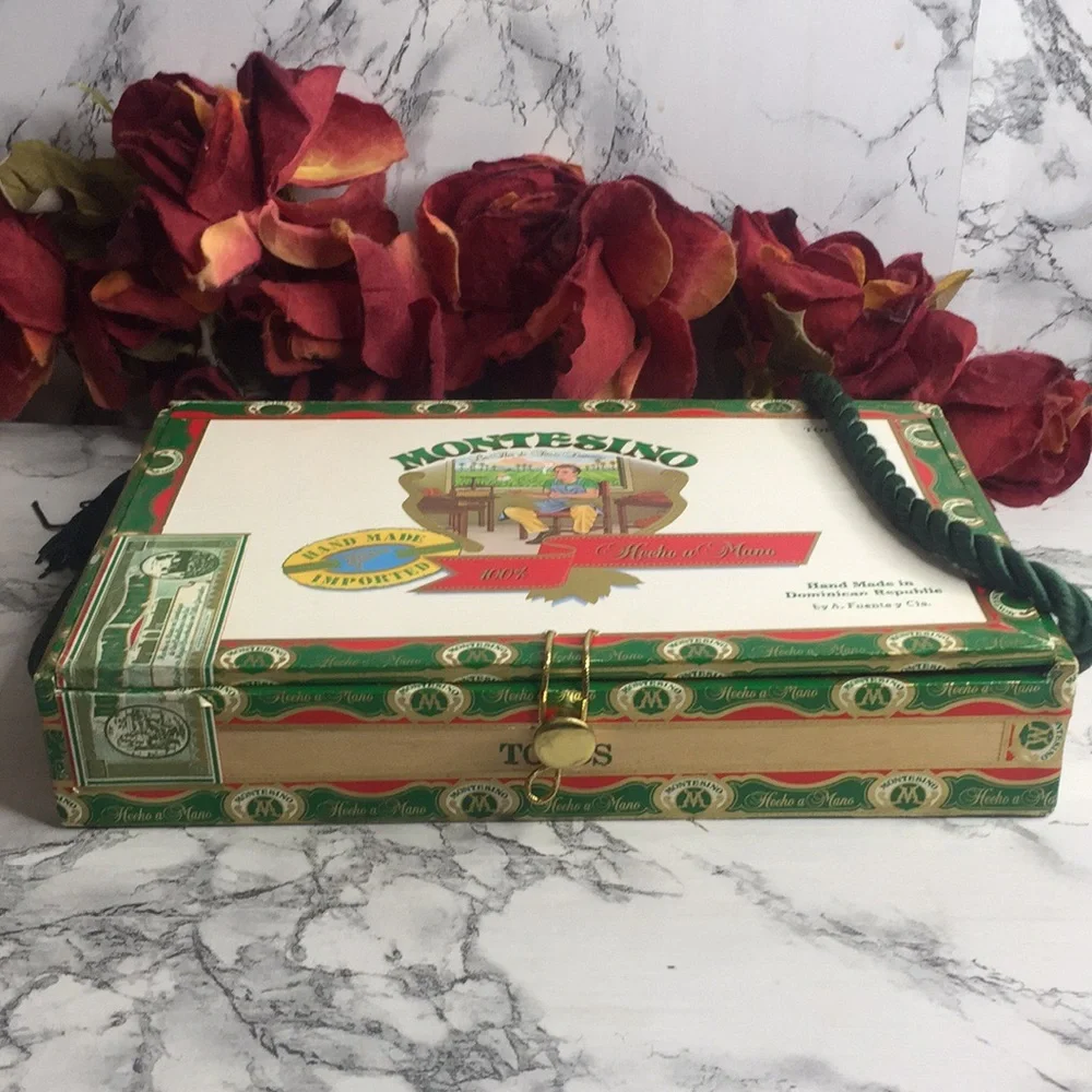 Vintage Montesino Upcycled Cigar Box Crossbody Bag